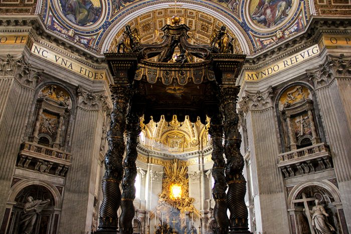 Baldacchino By Berninie In St. Peters Basilica In Vatican City