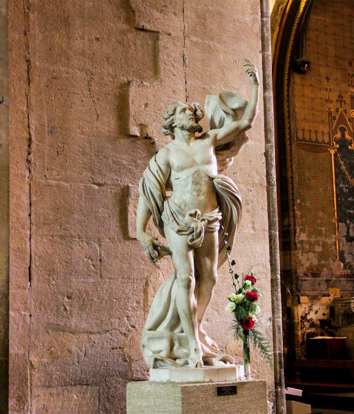 A Dramatic Figure Of Christ Inside Aix Cathedral In Aix-en-Provence In Southern France