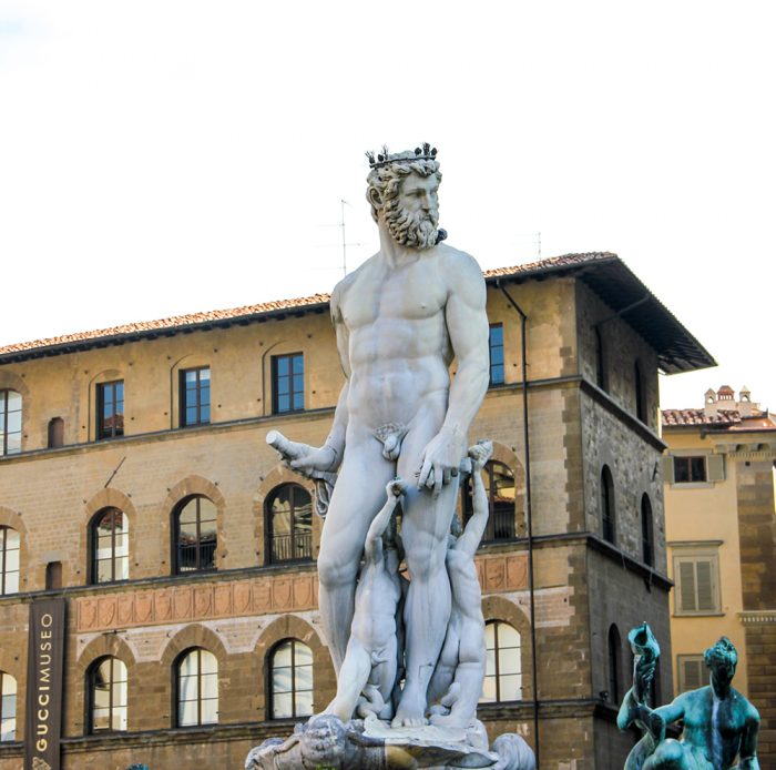 The Fountain Of Neptune By Baccio Bandinelli In Front Of The Palazzo Vecchio On The Piazza Della Signoria