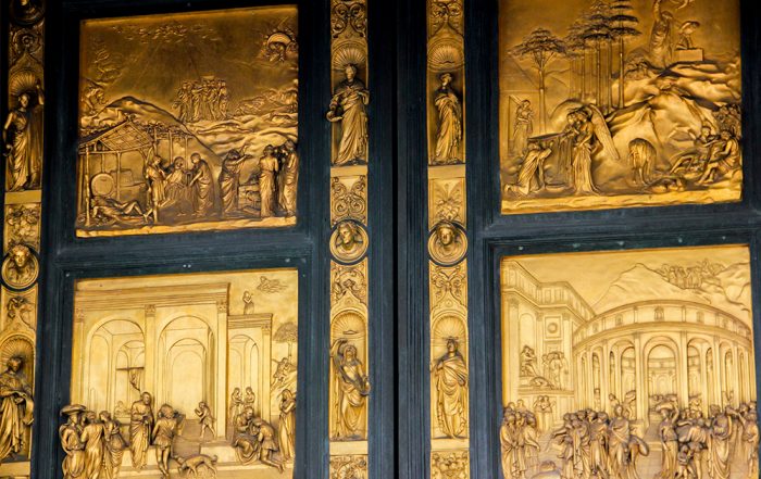 A View Of The Gates Of Paradise On The East Entrance Of The Baptistery Of Saint John In Florence Italy