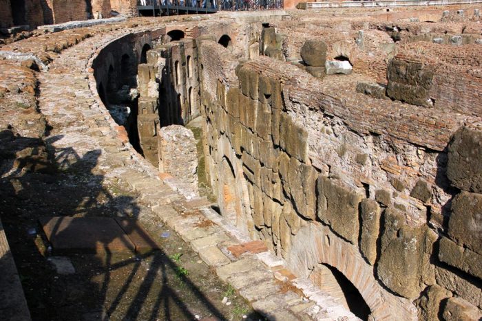 A View Of The Hypogeum Inside The Colosseum In Rome Italy