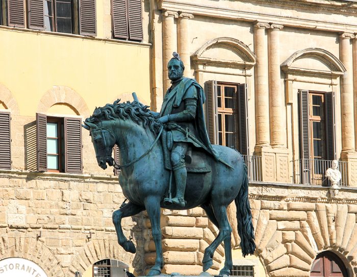 The Monument Of Cosimo I By Giambologna On The Piazza della Signoria In Florence Italy