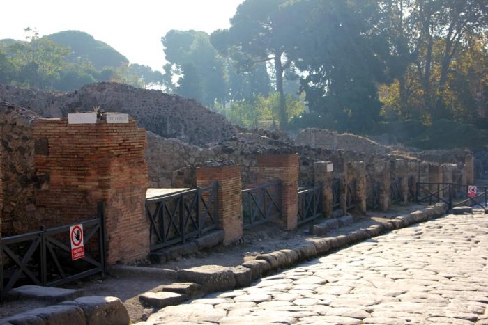 A Street Scene From The Ancient City Of Pompeii In Italy