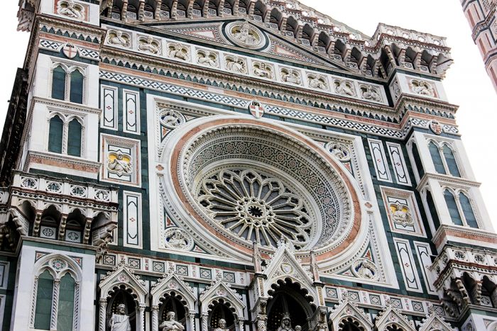 The Rose Window Of The Facade Of The Florence Cathedral In Florence Italy