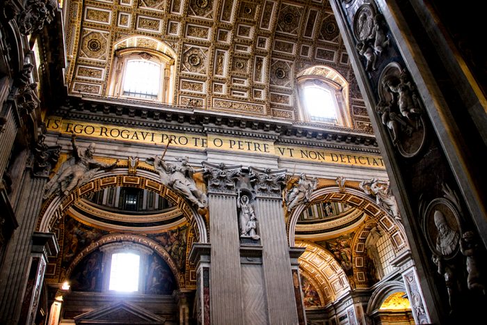 The Interior Of St. Peters Basilica In Vatican City In Rome