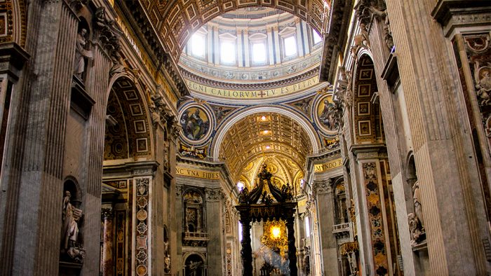 The Nave In St. Peters Basilica In The Vatican