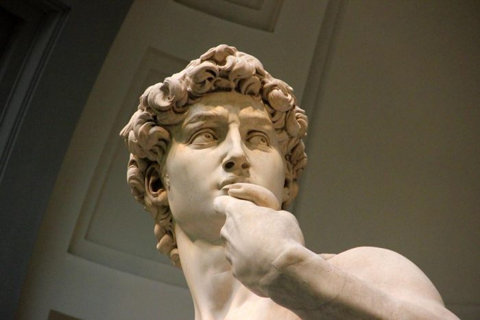 A Close Up Of The David By Michelangelo