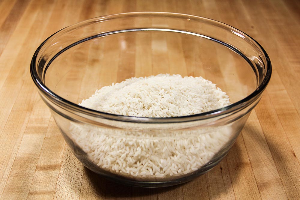 Bowl of Dry Long Grain White Rice