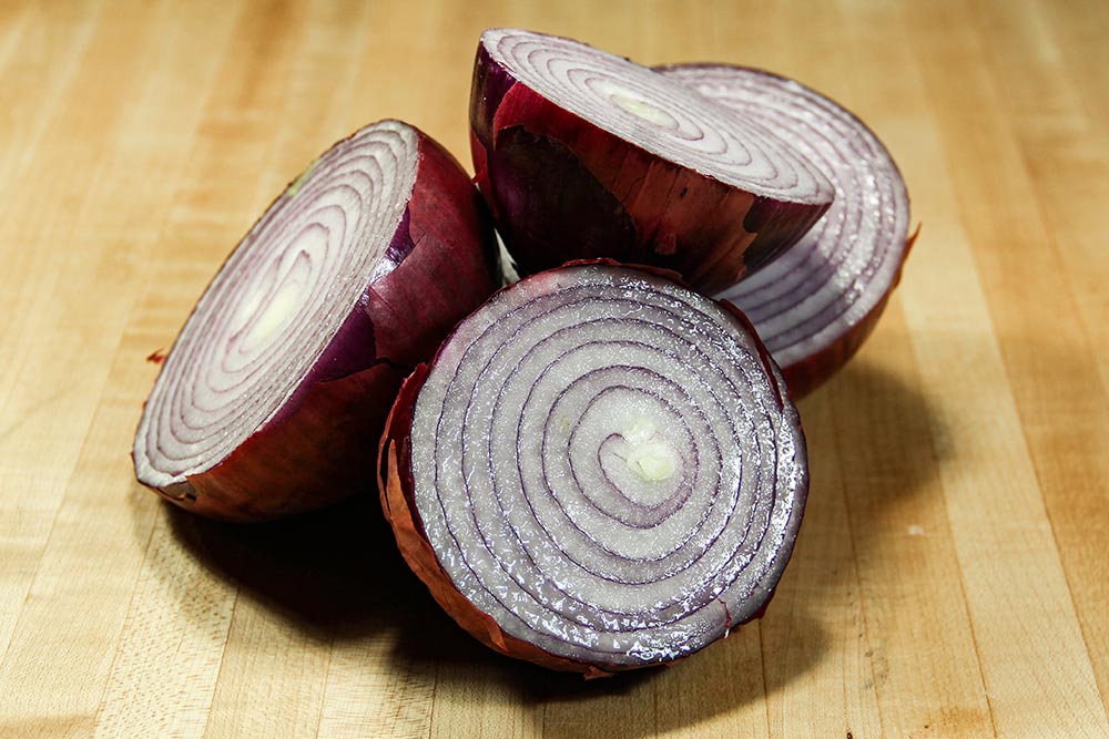 Halved Large Red Onions