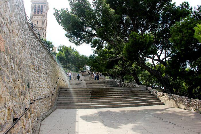 The Stairs Heading Up To The Notre Dame De La Garde In Marseille France