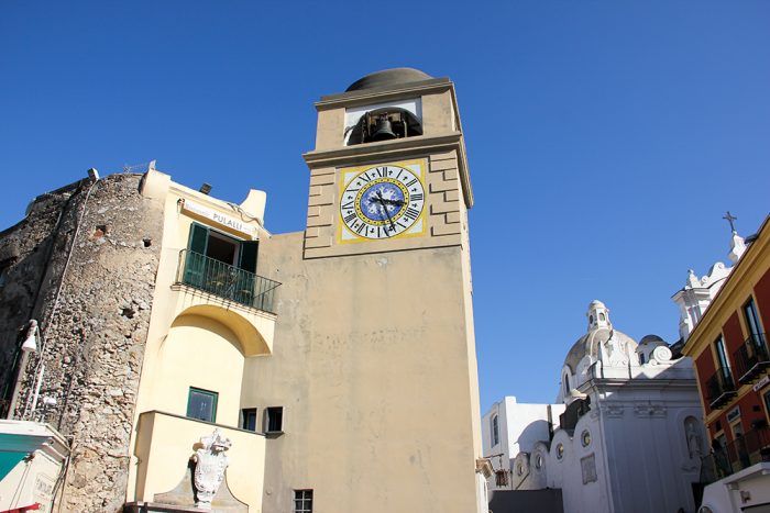 The Clock Tower In The Central Square Of Capri In Italy