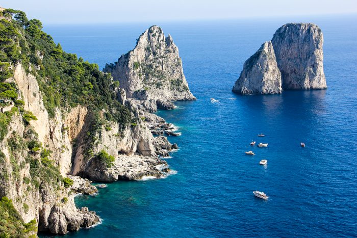 Faraglioni Off The Coast Of The Island Of Capri In Italy