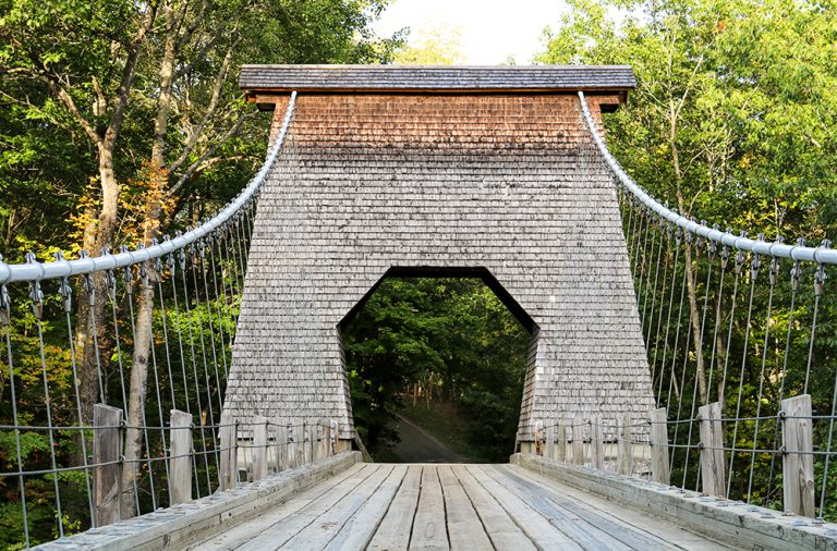 The Wire Bridge in New Portland, Maine During the Early Autumn