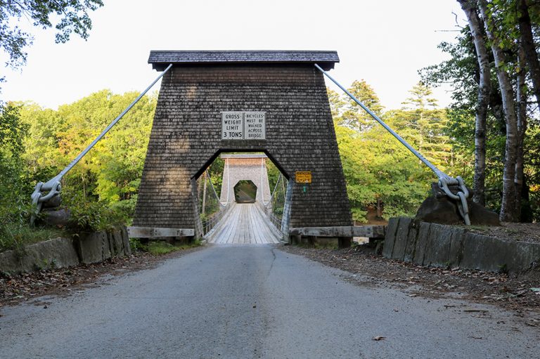 The Wire Bridge in New Portland, Maine During the Early Autumn