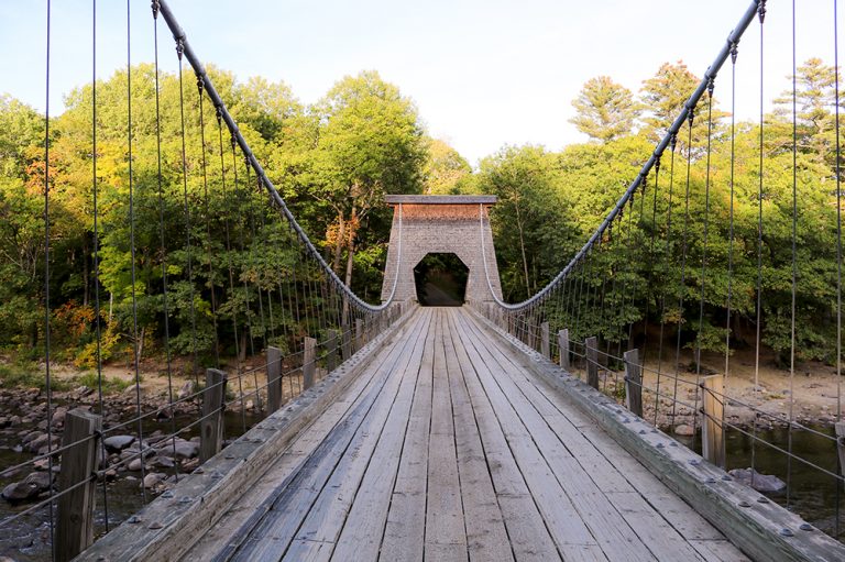 The Wire Bridge in New Portland, Maine During the Early Autumn