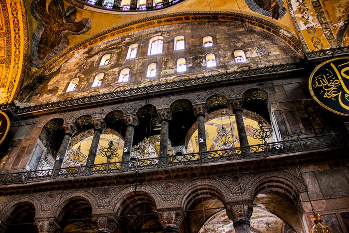 The South Interior Wall Of The Hagia Sophia Museum In Turkey