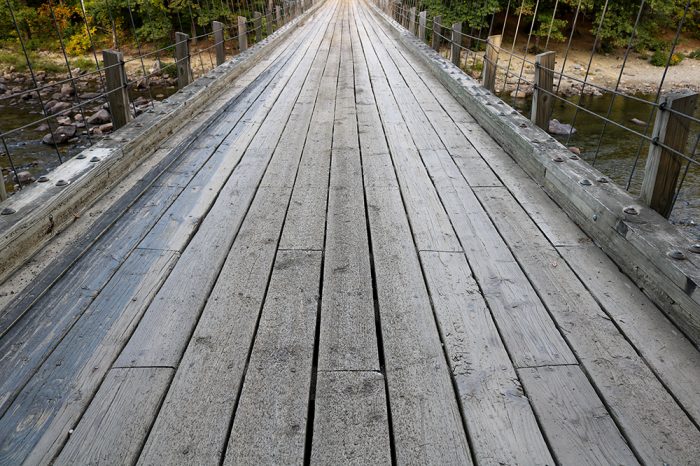 The Wooden Planks Of The New Portland Wire Bridge In New Portland Maine