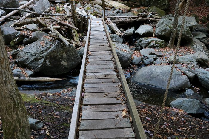 Wooden Bridge Over The Reed Brook In Western Maine