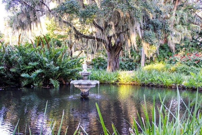 Water Fountain In The Sun In Washington Oaks Gardens State Park In Florida
