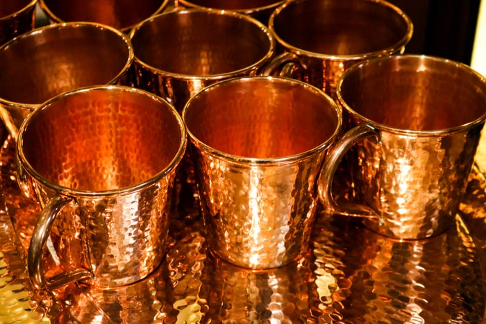 Copper Mugs And Tray