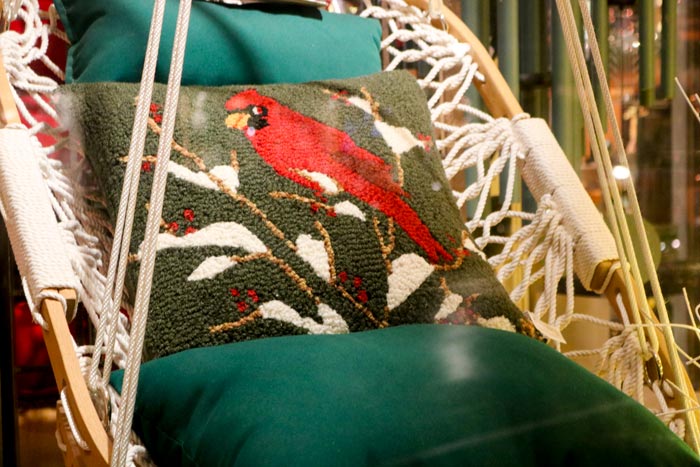 A Cardinal Pillow For Sale in The Window
