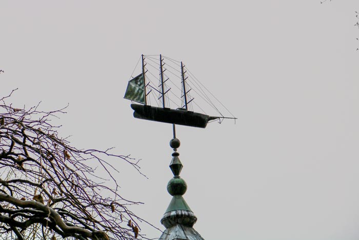 A Ship Weathervane At The Camden Public Library