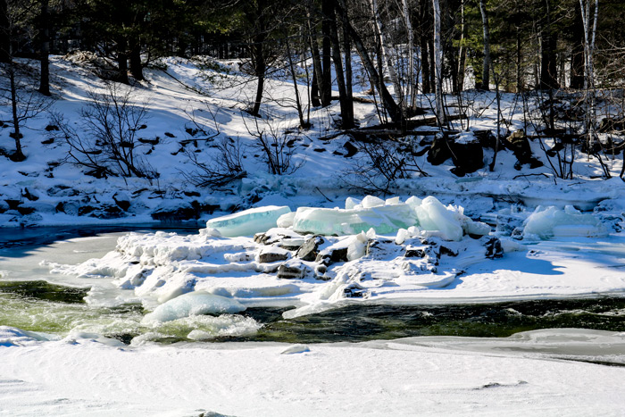 Ice In The Carrabassett River In Western Maine