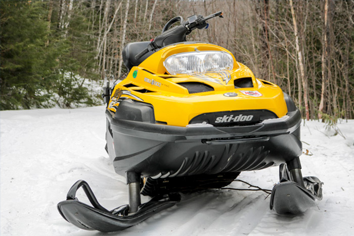 A Parked Snowmobile In Maine