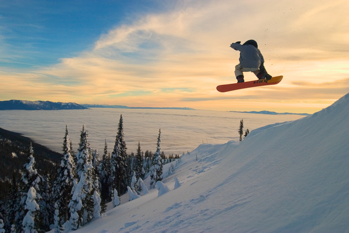 Snowboarder above a Cloud Inversion