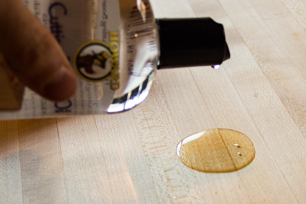 Applying Mineral Oil to Wood Cutting Board
