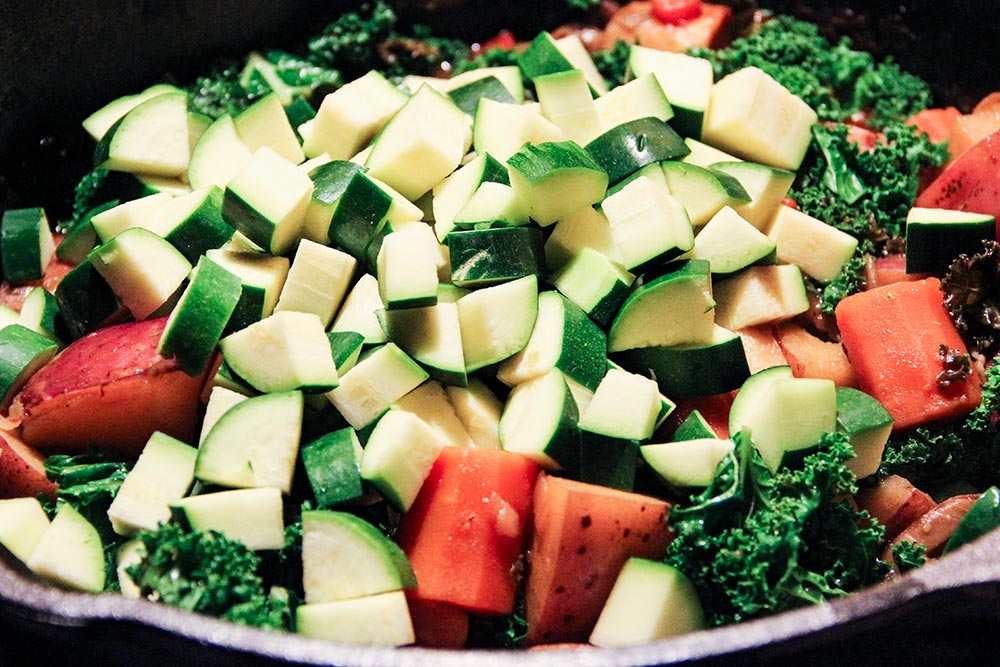 Adding Zucchini to Vegetable Stew