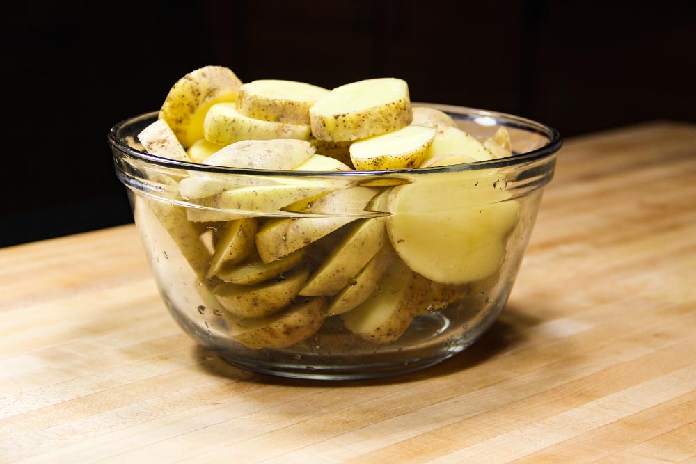 Bowl of Sliced Potatoes