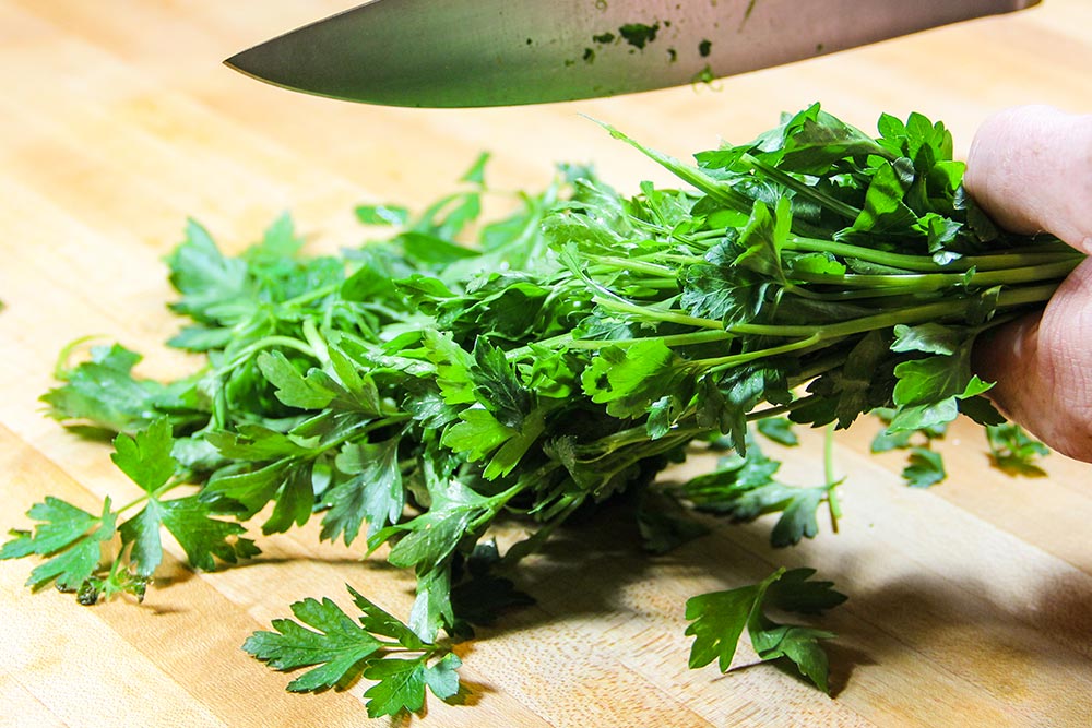 Cutting Leaves From Parsley