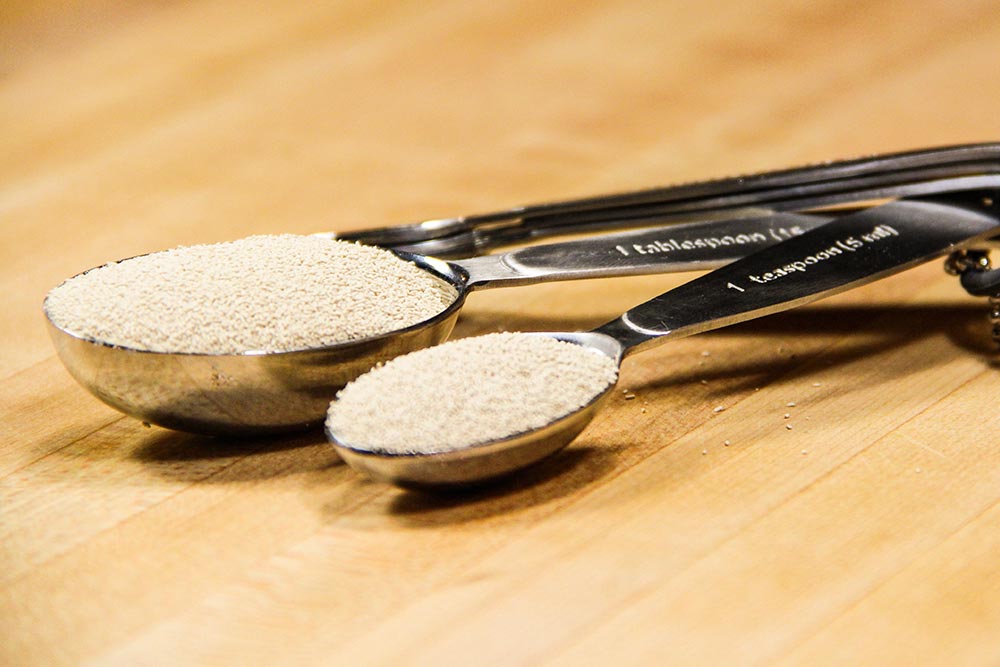 Measuring Spoons Holding Dry Active Yeast