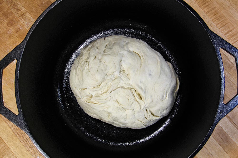 Raw Dough in Dutch Oven