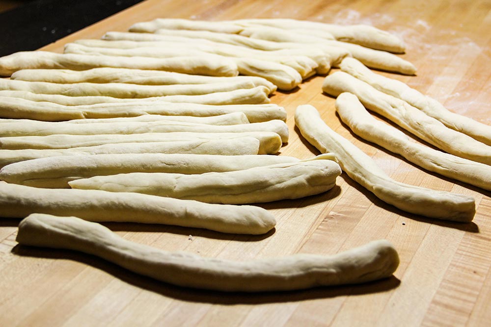 Strips of Bread Dough
